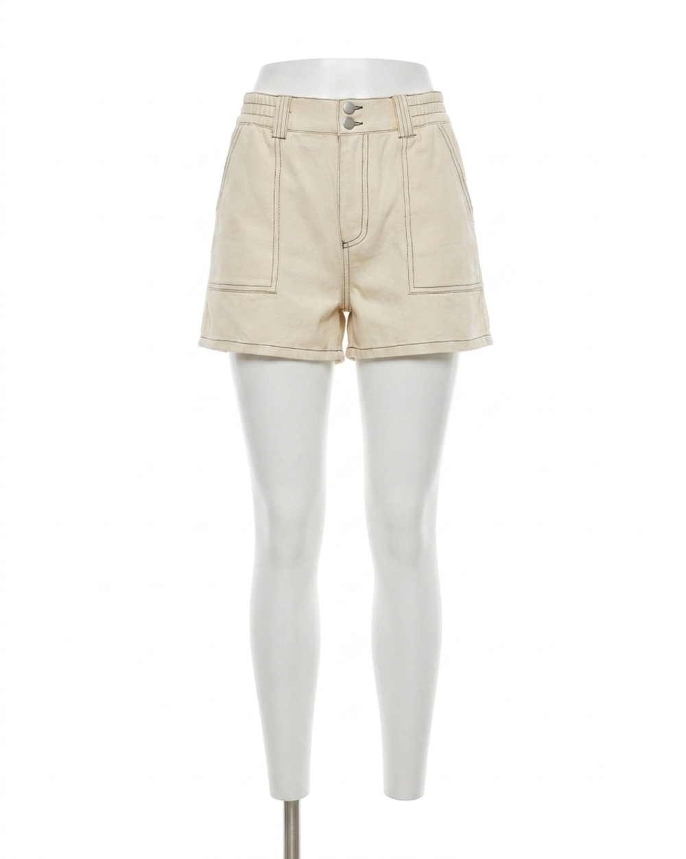 NEW ENTRO shanice contrast stitch shorts in ecru